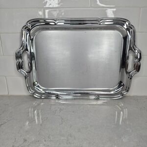 Farberware Stainless Chrome Scalloped Serving Tray Buffet Dinner‎ Server 16"